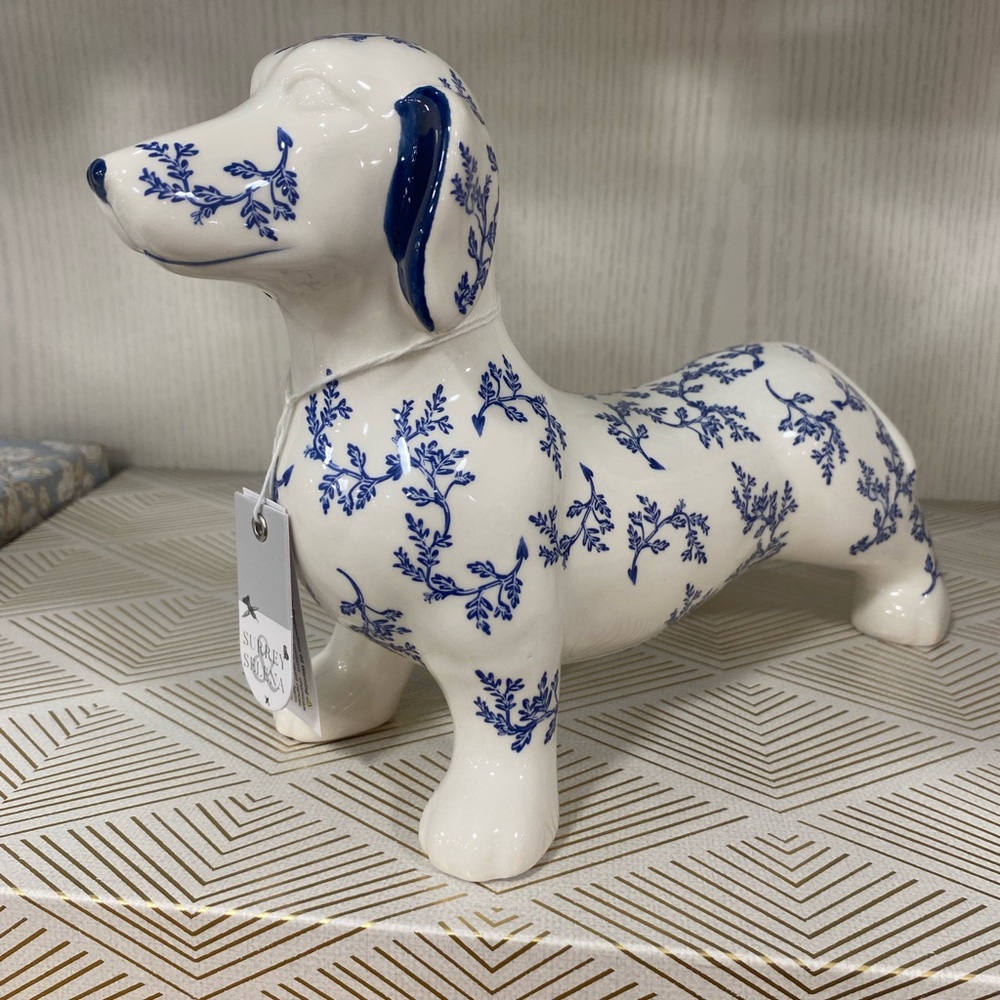 Selena Surrey Blue and White floral Ceramic Dachshund Figurine - Brand new - Picture 2 of 12